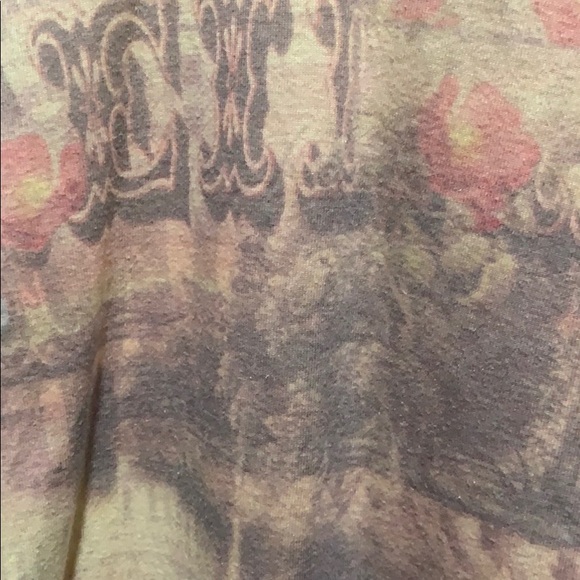 ONE WORLD PALE SAGE/PINK SZ XL V NECK TEE COT/POLY - Picture 2 of 6